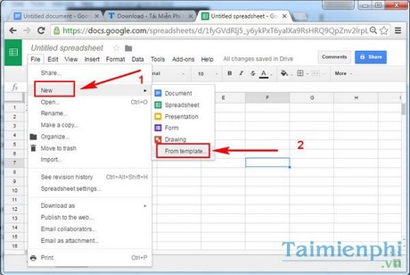 chen template trong google sheets