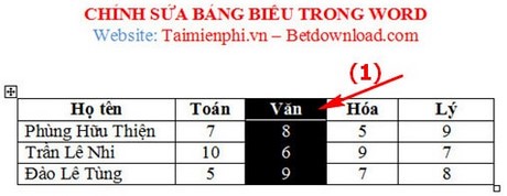 Word - Cách chỉnh sửa bảng biểu trong Word 2003