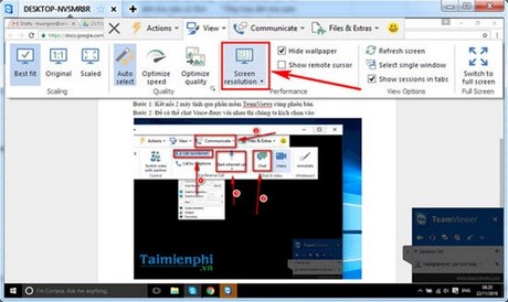 Chọn kích thước cửa sổ Teamviewer