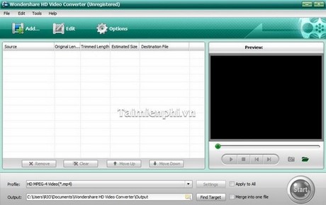 Chuyển đổi Video bằng Wondershare HD Video Converter