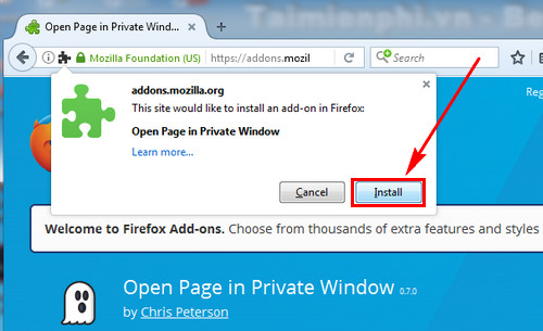 Chuyển trang hiện tại sang chế độ riêng tư trên Firefox
