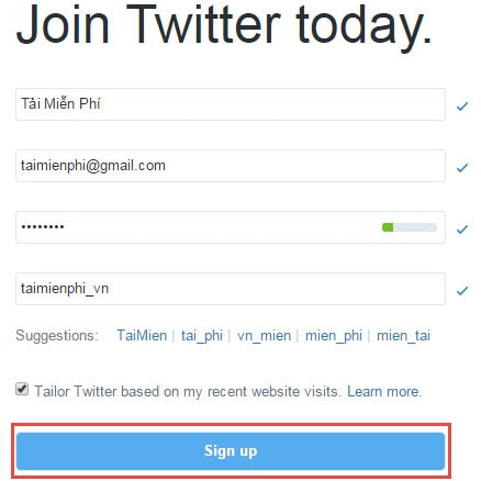 Cách đăng ký Twitter, tạo tài khoản twitter, lập nick Twitter tiếng Việt