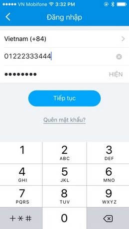 login zalo tren dien thoai