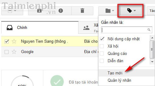 Đánh nhãn cho thư trong gmail