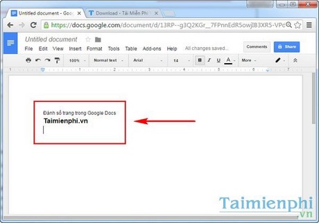 Đánh số trang trong Google Docs