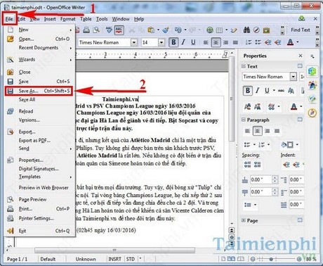 Đặt mật khẩu file word trong OpenOffice