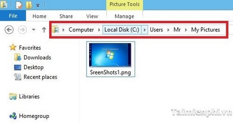 Thay đổi đường dẫn Screenshots trong Windows 8