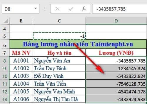 doi so am thanh so duong trong excel 2