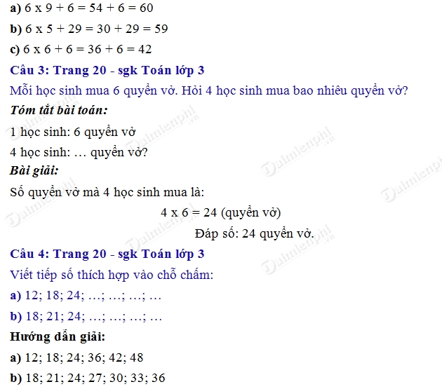 giai toan 3 trang 20 sgk luyen tap 2