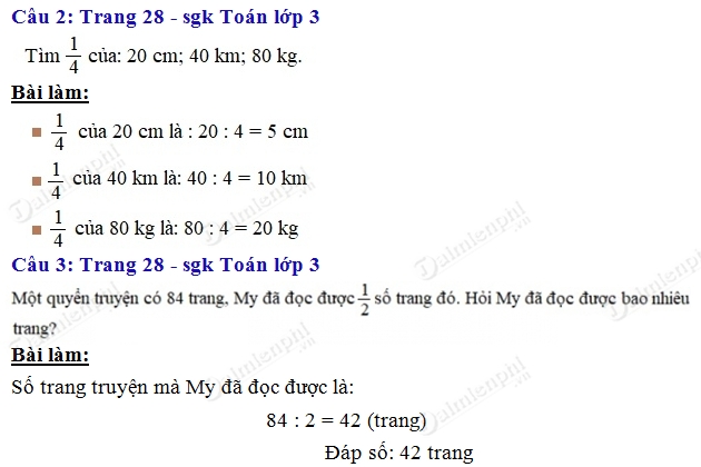 giai toan 3 trang 28 sgk luyen tap 2