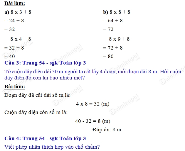 giai toan 3 trang 54 sgk luyen tap 2
