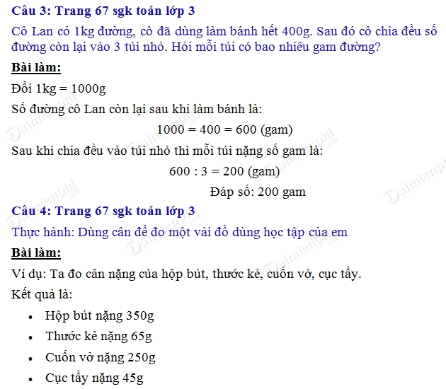 giai toan 3 trang 67 sgk luyen tap 2
