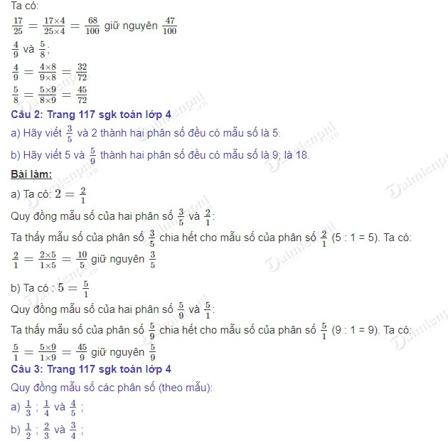 giai toan 4 trang 117 sgk luyen tap 2
