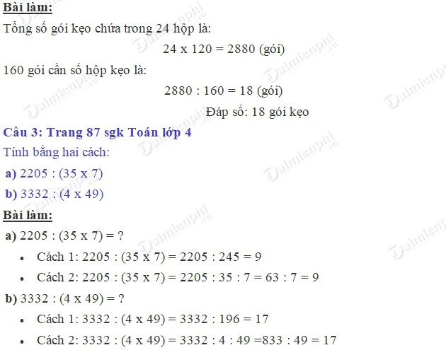 luyen tap giai toan 4 trang 87