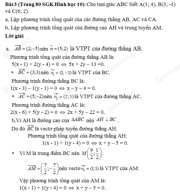 Giải bài tập trang 80, 81 SGK Hình học 10