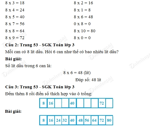 giai toan lop 3 bang nhan 8 2
