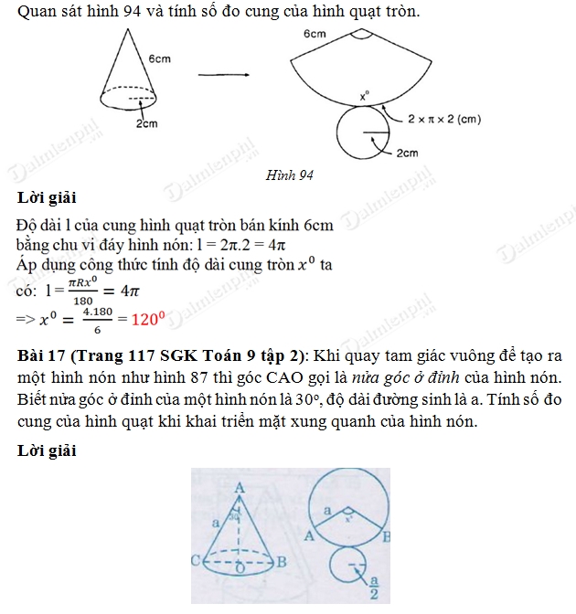 giai toan lop 9 hinh non hinh non cut dien tich xung quanh va the tich cua hinh non hinh non cut 2