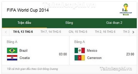 Lịch thi đấu World Cup 2014 theo ngày trên Google Search lich thi dau world cup 2014 theo ngay tren google search