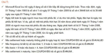 Excel - Hàm COUPDAYBS trong Excel, Ví dụ và cách dùng