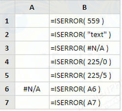 Hàm ISERR trong Excel, trả về giá trị True nếu giá trị là lỗi bất kỳ ngoai trừ lỗi #N/A