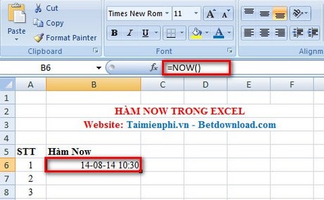 Ham TODAY Ham lay gio hien tai trong Excel