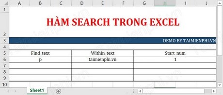 ham search trong excel