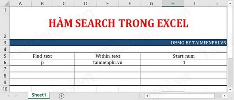 Hàm Search, cách sử dụng hàm Search trong Excel