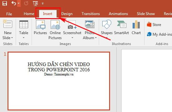 Hướng dẫn chèn video vào PowerPoint 2016