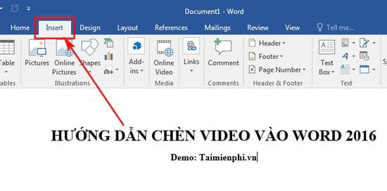 Hướng dẫn chèn Video vào Word 2016