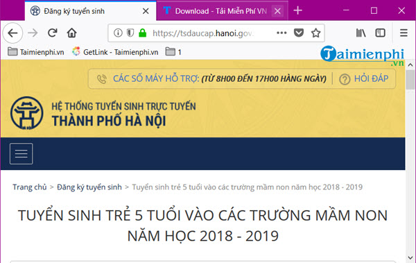 huong dan dang ky tuyen sinh vao cac truong mam non nam hoc 2018 2019 2