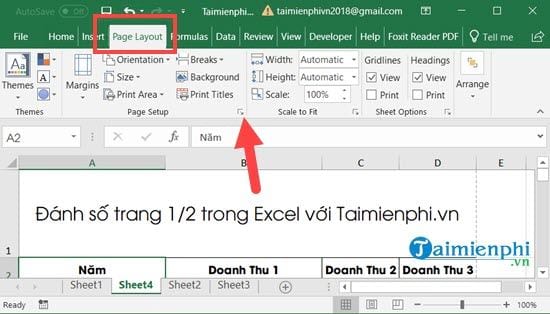 huong dan danh so trang 1 2 trong excel 2