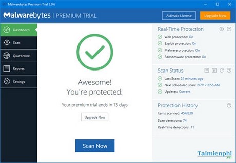 Hướng dẫn diệt virus bằng Malwarebytes Premium cho máy tính
