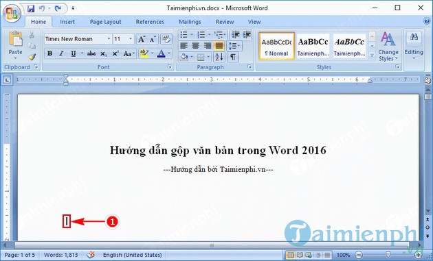 Hướng dẫn gộp văn bản trong Word 2016