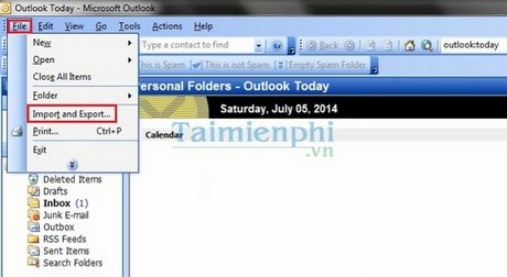 Hướng dẫn lưu và Backup Mail trong Outlook 2003