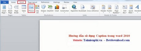 Hướng dẫn sử dụng Caption trong Word 2010