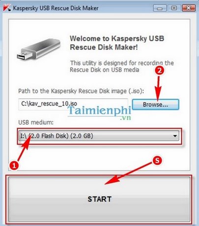 huong dan tao usb kaspersky rescue disk diet virus may tinh