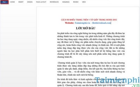 Word - Cách in nhiều trang trên một tờ giấy trong Word 2013