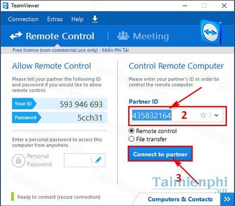 Kết nối máy tính bằng Teamviewer 9 trên PC