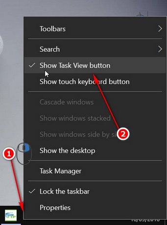 Làm thế nào để gỡ bỏ Task View, ẩn thanh Task View trên Taskbar trong Windows 10