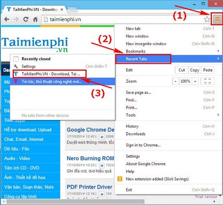 Lấy lại tab vừa đóng trên Google Chrome như thế nào?