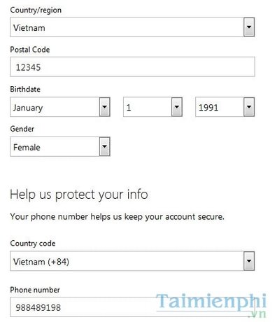 Tạo tài khoản Hotmail