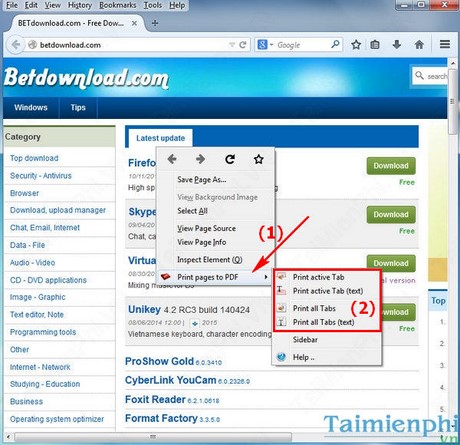 Cách lưu hàng loạt trang Web trên Firefox thành file PDF