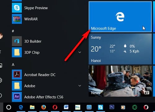 use IE to use web instead of microsoft edge