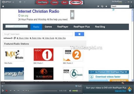 Hướng dẫn nghe nhạc, xem phim trên RealPlayer