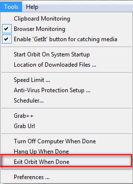 Orbit Downloader - Tắt máy tính sau khi quá trình donwload hoàn tất