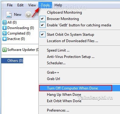 Orbit Downloader - Tự động tắt máy tính khi tải xong dữ liệu