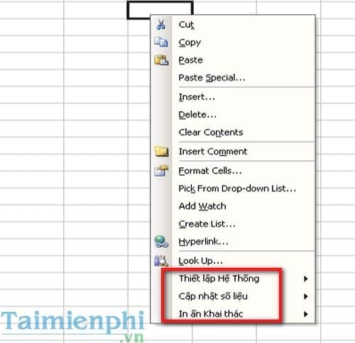 Reset menu chuột phải trên Excel, khôi phục menu phải Excel về trạng thái ban đầu