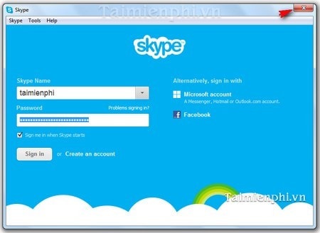 Skype - Xóa tài khoản từ màn hình đăng nhập