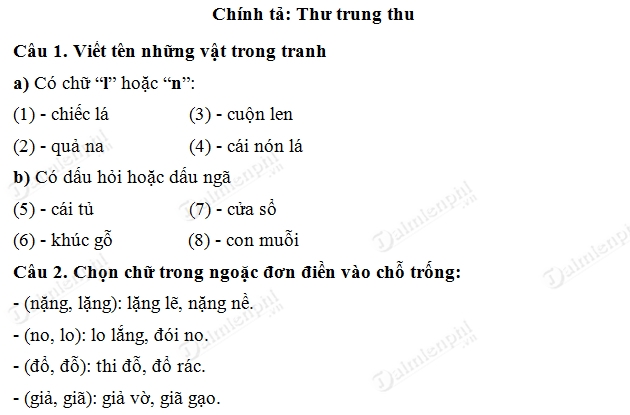 Soạn bài tập đọc, chính tả Thư trung thu, Tiếng Việt lớp 2