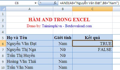 Tổng hợp các hàm Logic cơ bản trong Excel